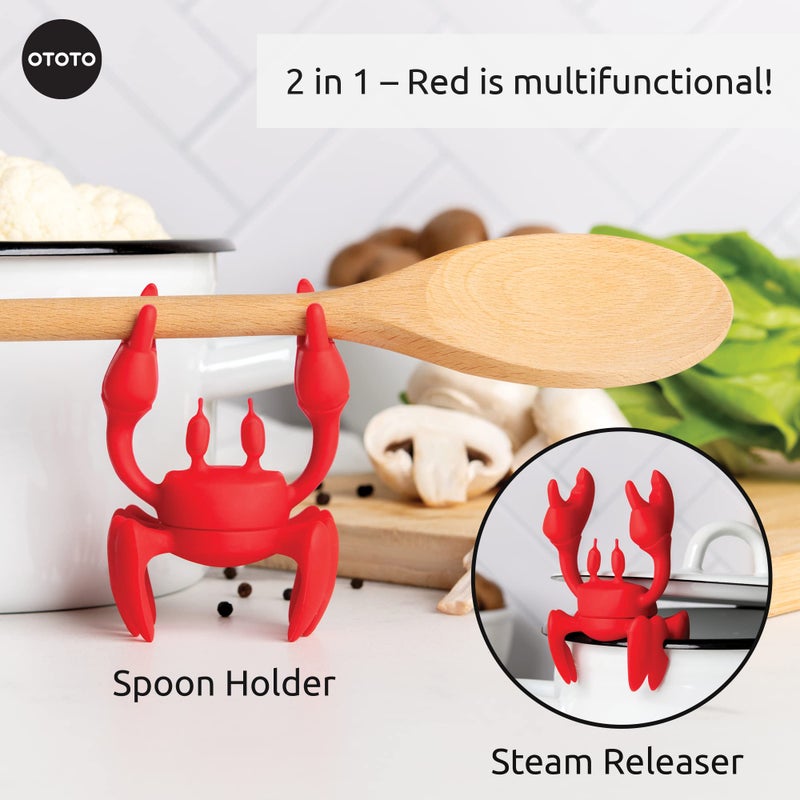 OTOTO Red The Crab Silicone Utensil Rest - Kitchen Gifts, Silicone Spoon Rest - Heat-Resistant Kitchen - Steam Releaser, Chopstick Rests & Holders - Image 3